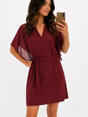 🔥2 For 20$🔥Size TTG- Le Château Burgundy Dress with Subtle Sheen